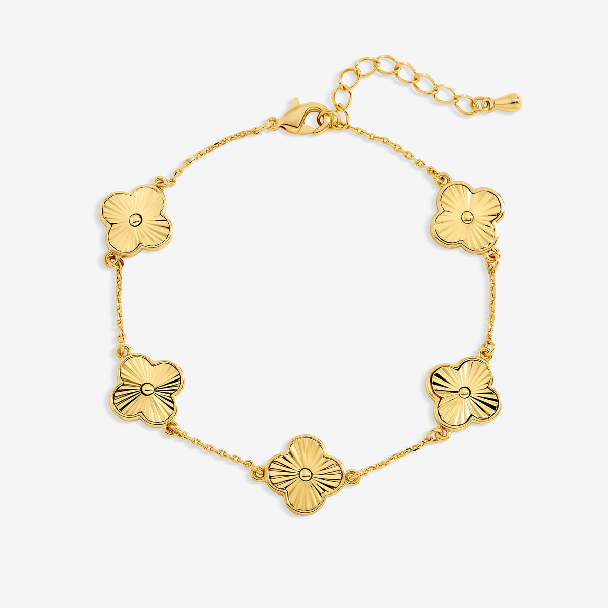 Jon Richard 14ct Gold Plated Diamond Cut Clover Bracelet