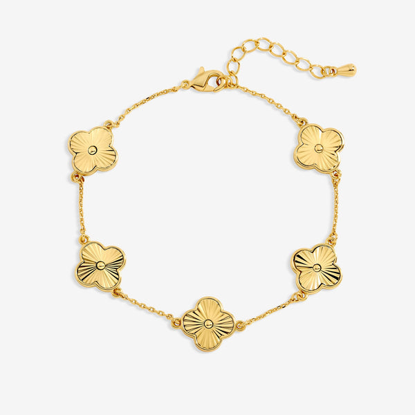 Jon Richard 14ct Gold Plated Diamond Cut Clover Bracelet
