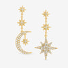 Gold Plated Mix And Match Stars And Moon Drop Earrings