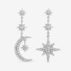 Silver Crystal Moon And Star Statement Drop Earrings