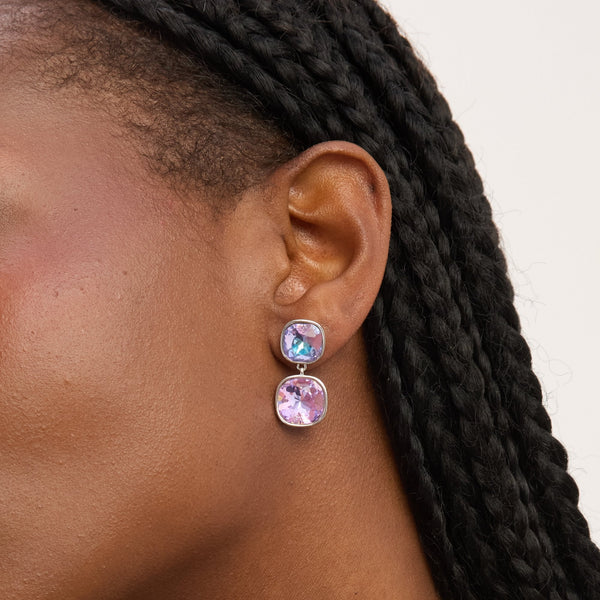 Jon Richard Rhodium Plated and Crystal Vitrail Drop Earrings