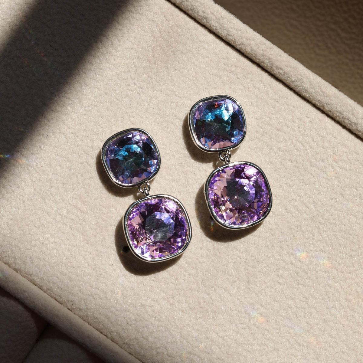 Jon Richard Rhodium Plated and Crystal Vitrail Drop Earrings