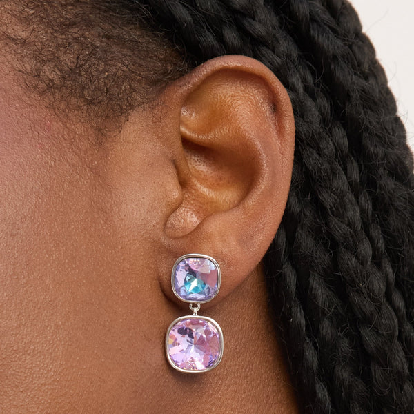 Jon Richard Rhodium Plated and Crystal Vitrail Drop Earrings