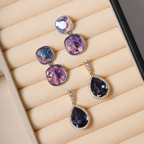 Jon Richard Rhodium Plated and Crystal Vitrail Drop Earrings