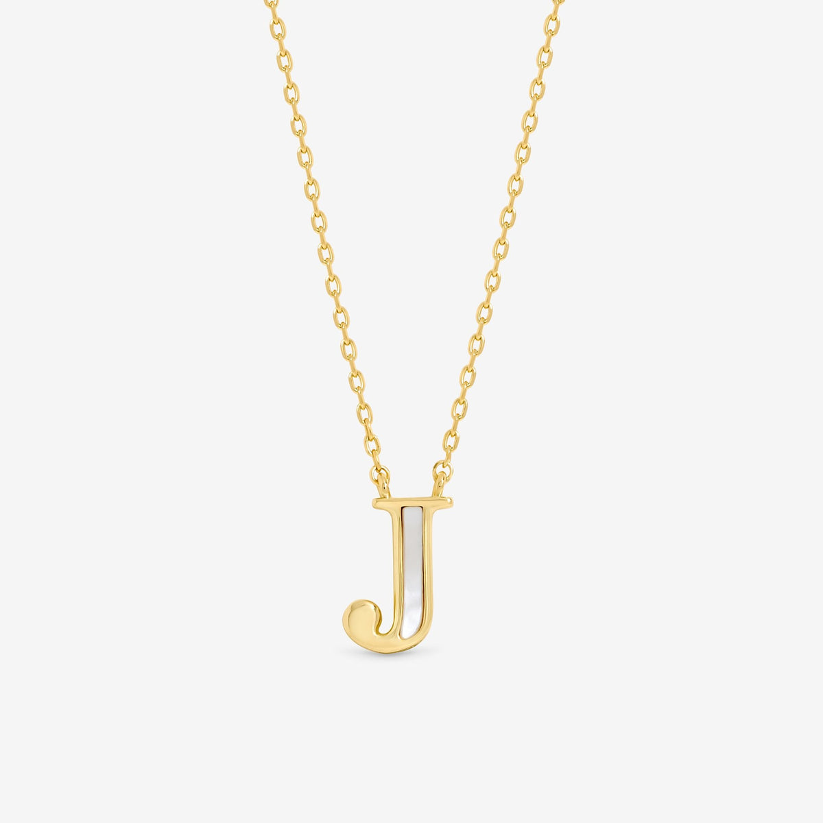 Inicio 14K Real Gold Plated and Mother of Pearl Initial Pendant - J - Gift Pouch