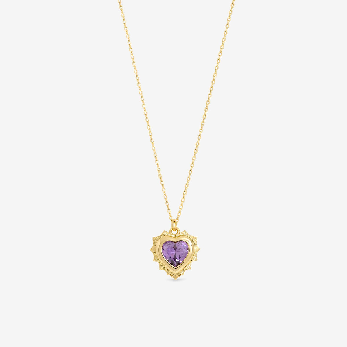Jon Richard 14Ct Real Gold Plated Heart Birthstone Pendant - February - Gift Boxed