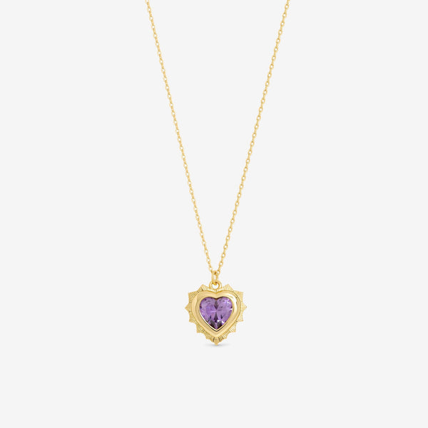 Jon Richard 14Ct Real Gold Plated Heart Birthstone Pendant - February - Gift Boxed