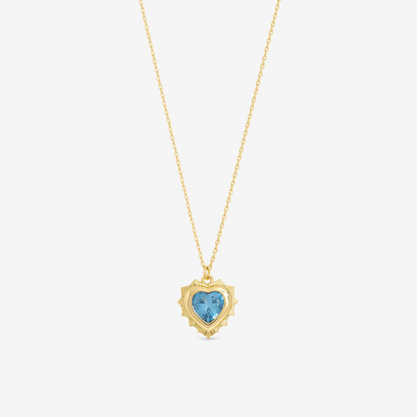 Jon Richard 14Ct Real Gold Plated Heart Birthstone Pendant - March - Gift Boxed