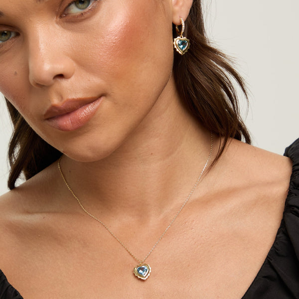 Jon Richard 14Ct Real Gold Plated Heart Birthstone Pendant - March - Gift Boxed
