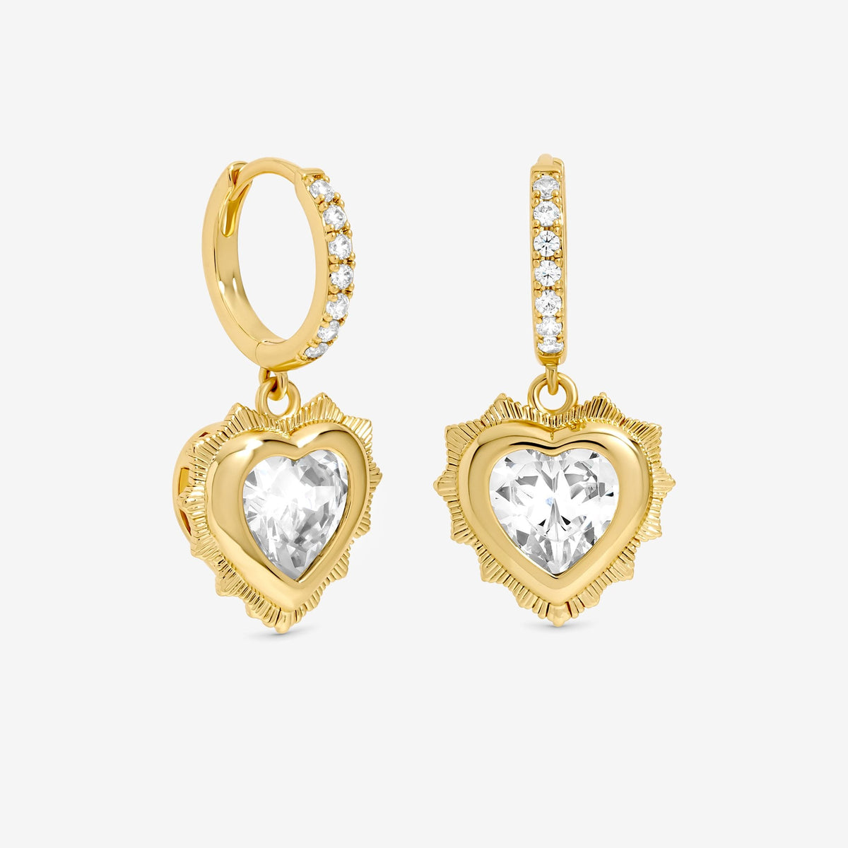 Jon Richard 14Ct Real Gold Plated Heart Birthstone Huggie Earrings - April - Gift Boxed