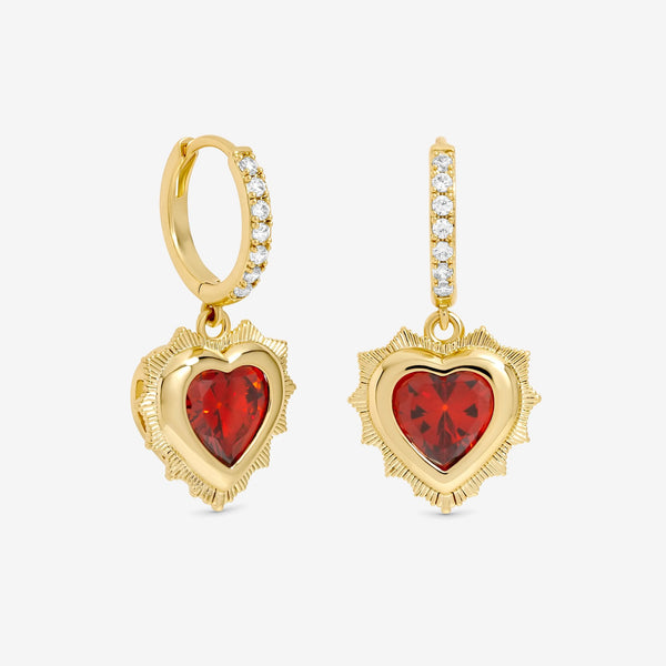 Jon Richard 14Ct Gold Plated Heart Birthstone Huggie Earrings - July - Gift Boxed