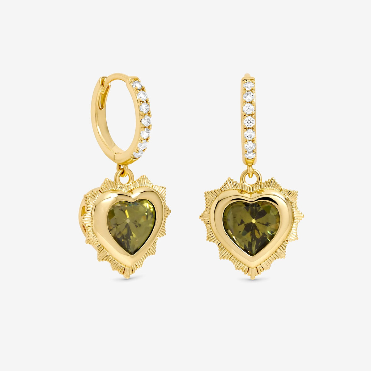Jon Richard 14Ct Gold Plated Heart Birthstone Huggie Earrings - August - Gift Boxed