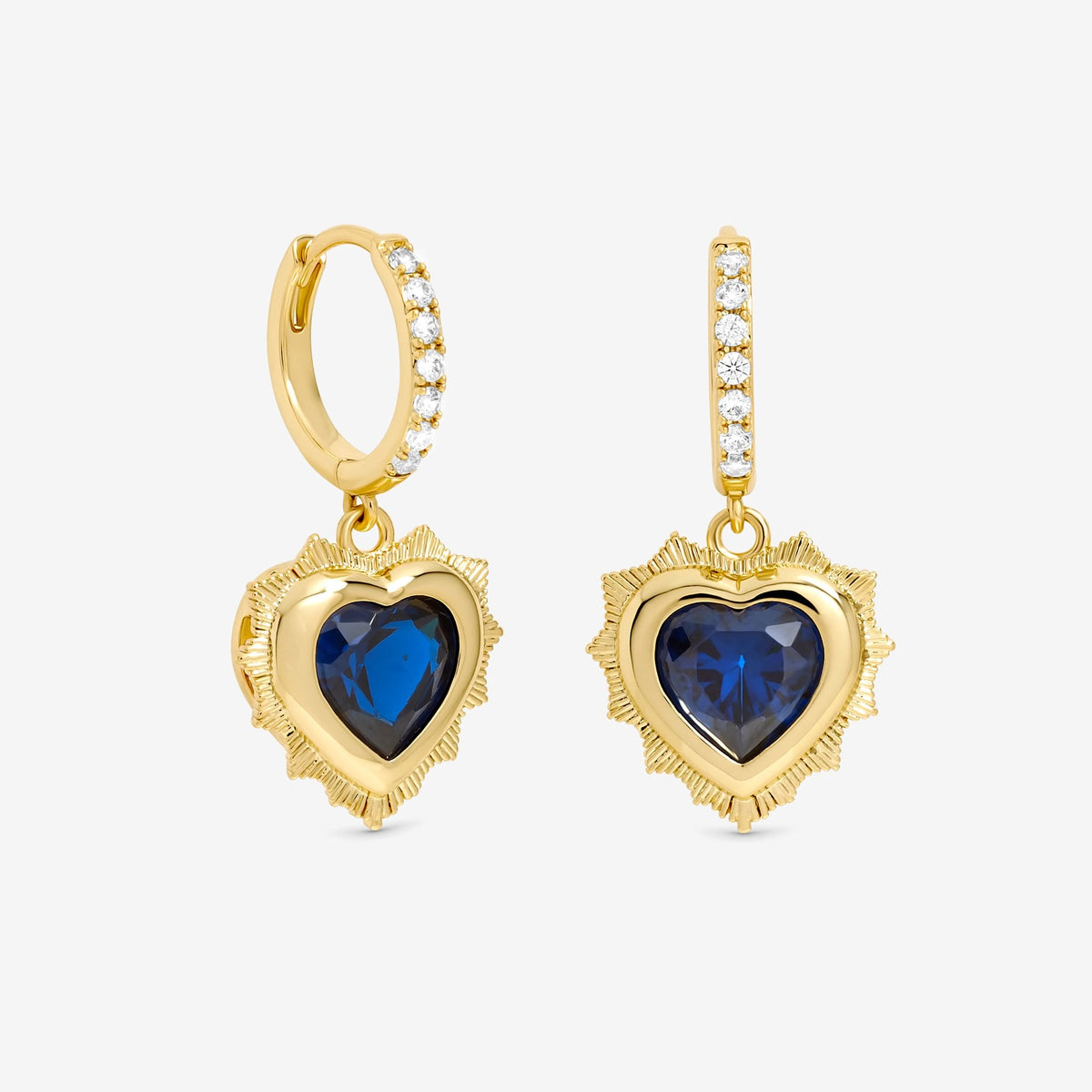 Jon Richard 14Ct Real Gold Plated Heart Birthstone Huggie Earrings - September - Gift Boxed