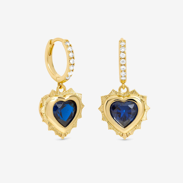 Jon Richard 14Ct Real Gold Plated Heart Birthstone Huggie Earrings - September - Gift Boxed