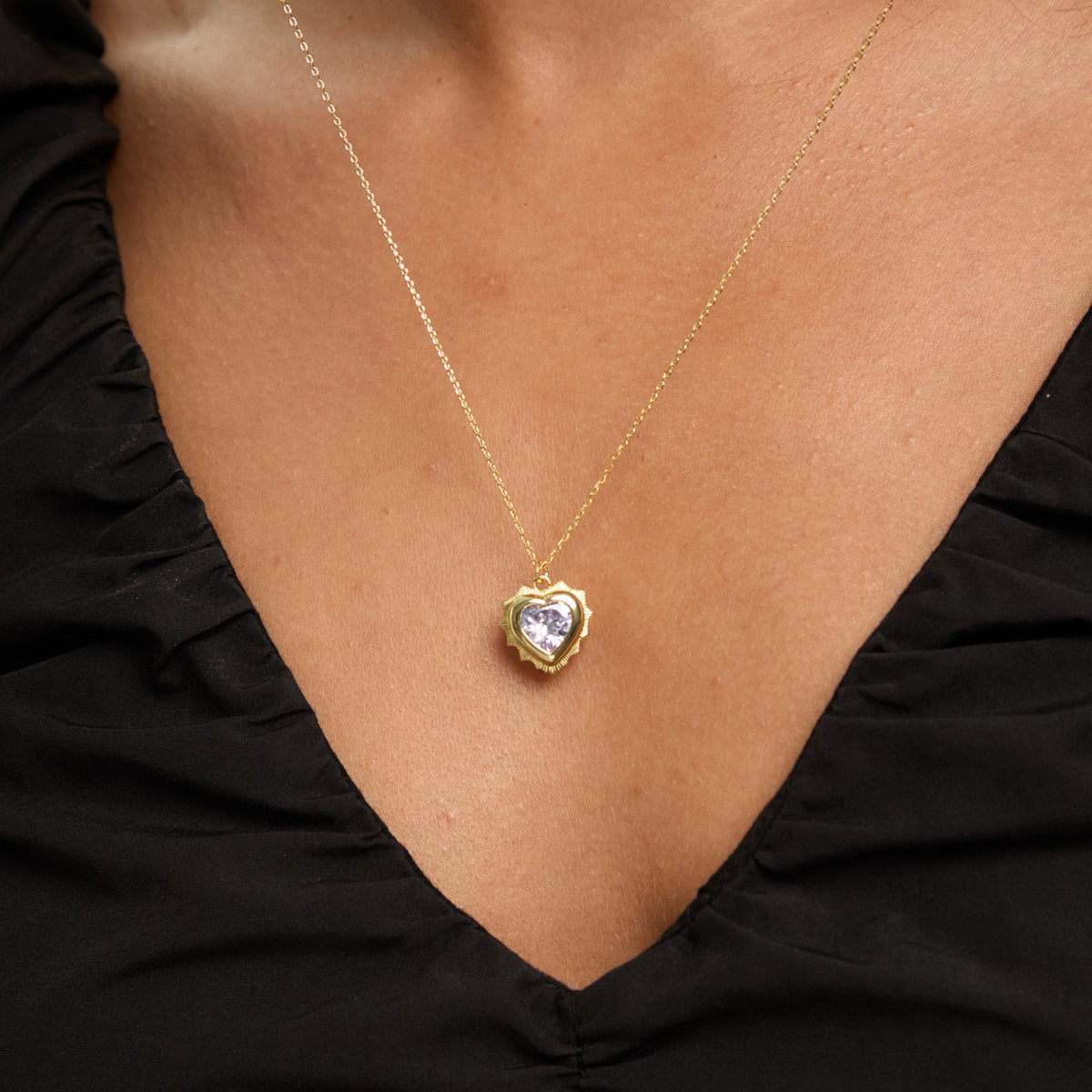 Jon Richard 14Ct Gold Plated Heart Birthstone Pendant - April - Gift Boxed