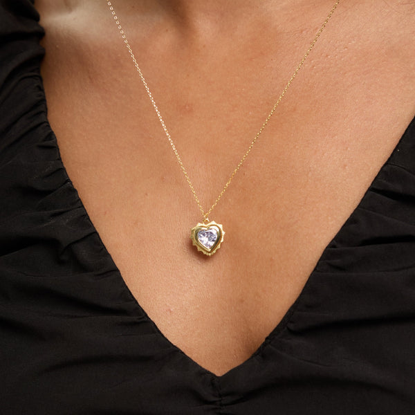Jon Richard 14Ct Gold Plated Heart Birthstone Pendant - April - Gift Boxed