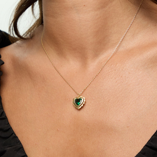 Jon Richard 14Ct Real Gold Plated Heart Birthstone Pendant - May - Gift Boxed