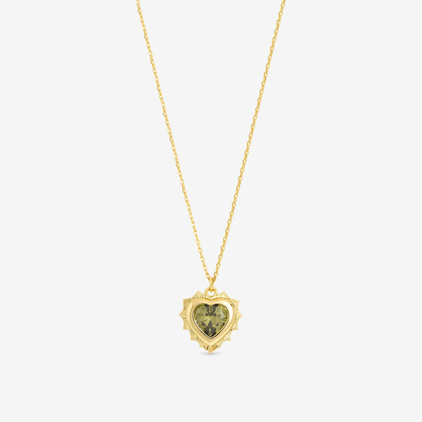 Jon Richard 14Ct Real Gold Plated Heart Birthstone Pendant - August - Gift Boxed