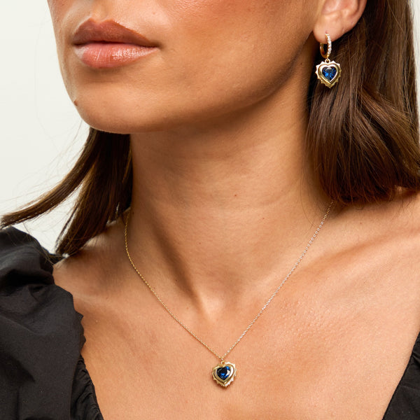 Jon Richard 14Ct Real Gold Plated Heart Birthstone Pendant - September - Gift Boxed