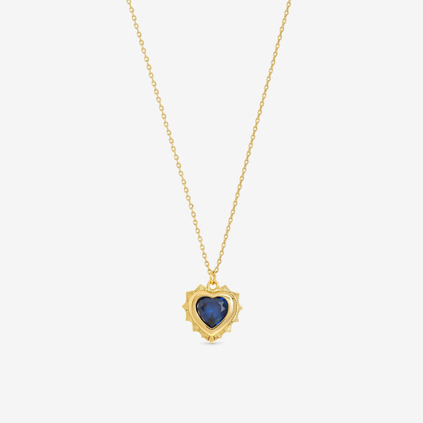 Jon Richard 14Ct Real Gold Plated Heart Birthstone Pendant - September - Gift Boxed