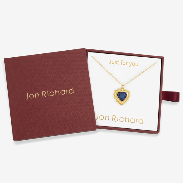 Jon Richard 14Ct Real Gold Plated Heart Birthstone Pendant - September - Gift Boxed