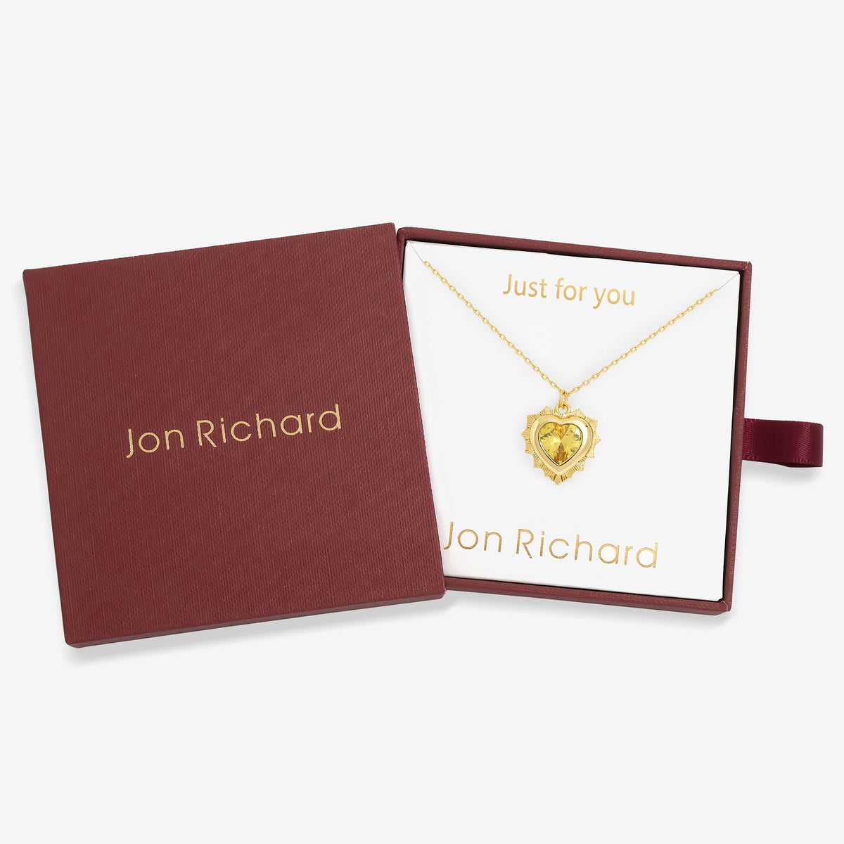 Jon Richard 14Ct Real Gold Plated Heart Birthstone Pendant - November - Gift Boxed
