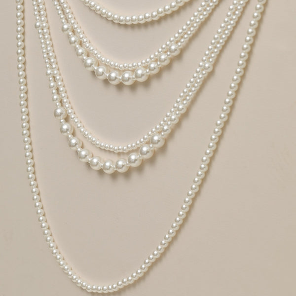 Mood Pearl Multi Row Statement Long Necklace