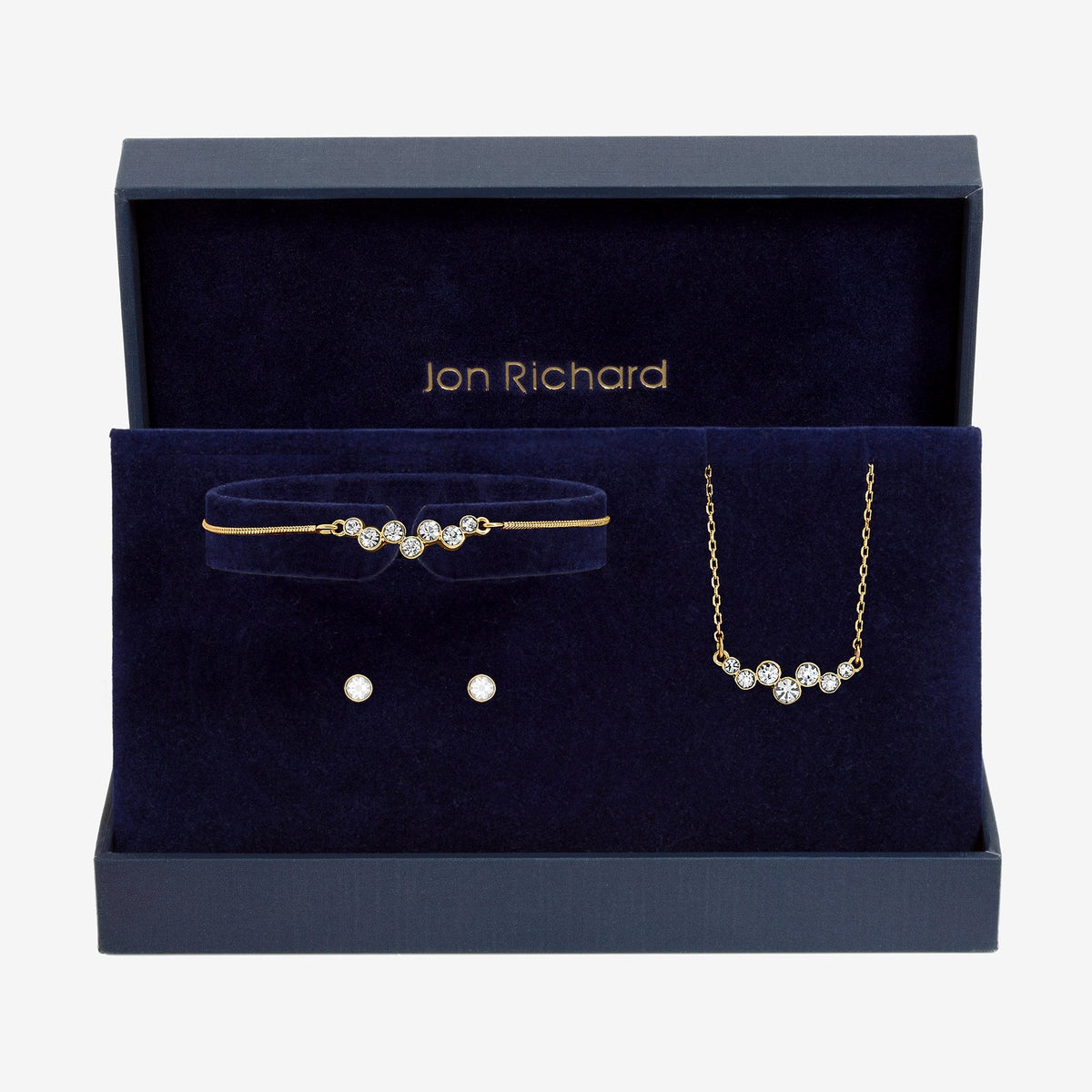 Jon Richard Gold Plated Bubble Crystal Trio Set - Gift Box