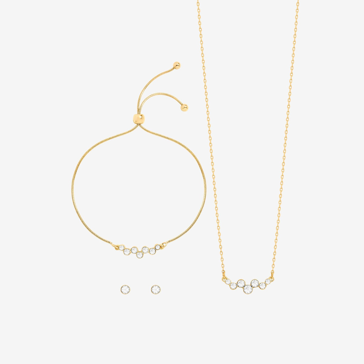 Jon Richard Gold Plated Bubble Crystal Trio Set - Gift Box