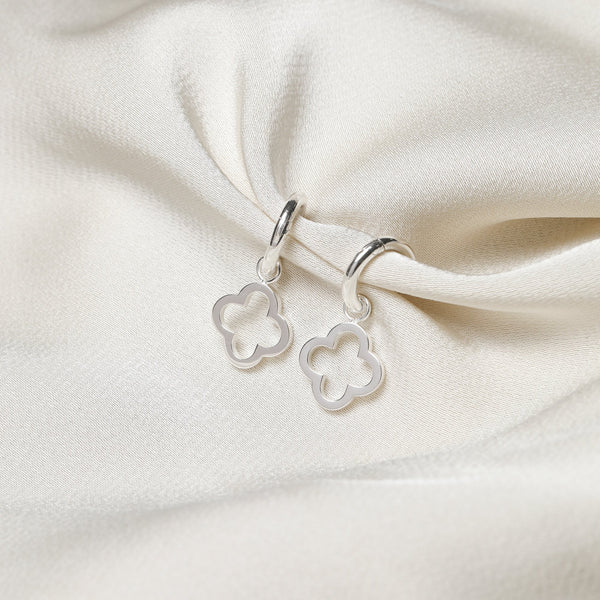 Jon Richard Sterling Silver Plated Waterproof Clover Huggie Earrings