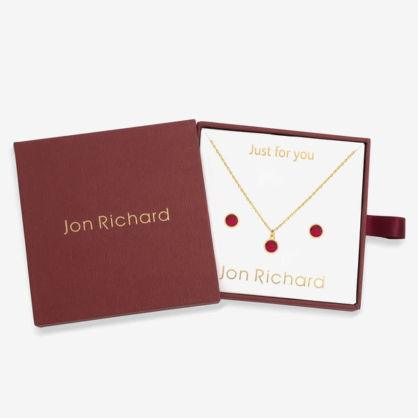 Jon Richard 14Ct Real Gold Plated Birthstone Bezel Set - January - Gift Boxed