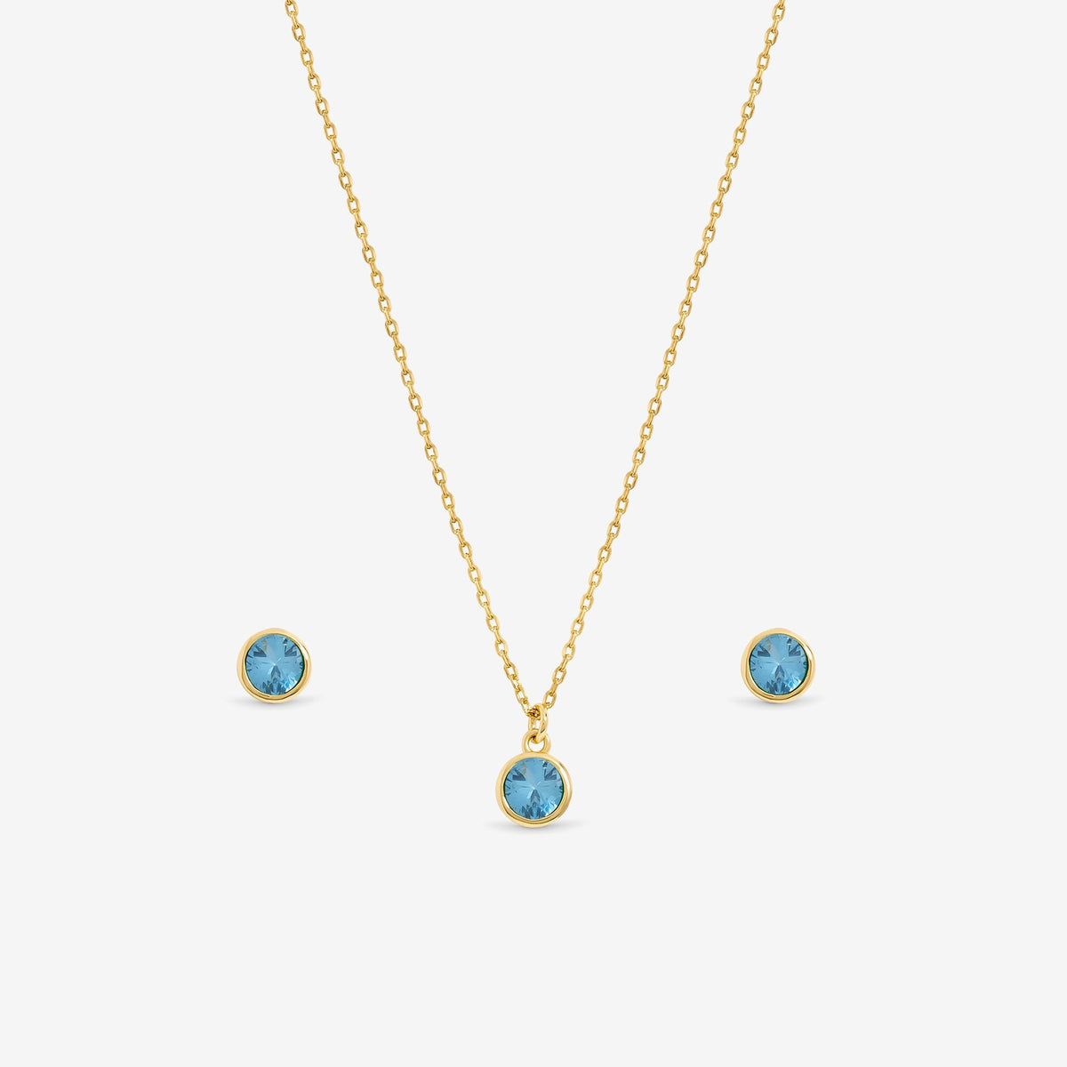 Jon Richard 14Ct Real Gold Plated Birthstone Bezel Set - March - Gift Boxed