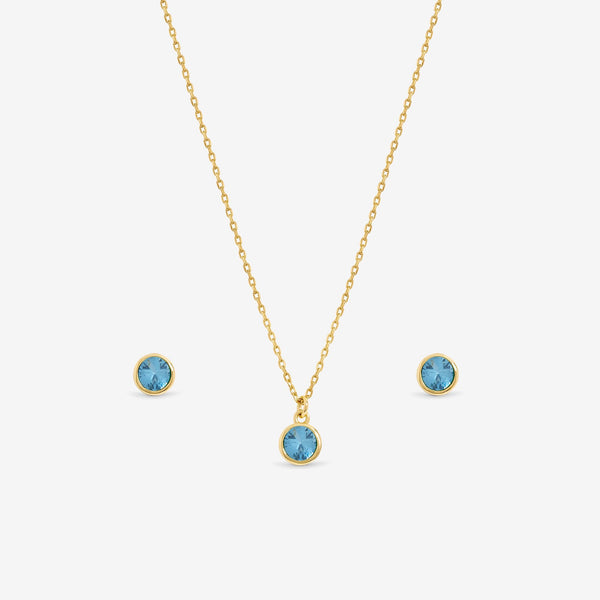 Jon Richard 14Ct Real Gold Plated Birthstone Bezel Set - March - Gift Boxed