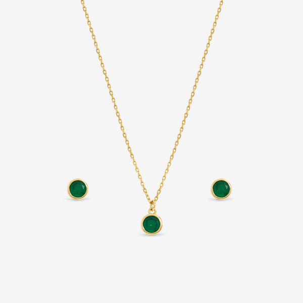 Jon Richard 14Ct Real Gold Plated Birthstone Bezel Set - May - Gift Boxed