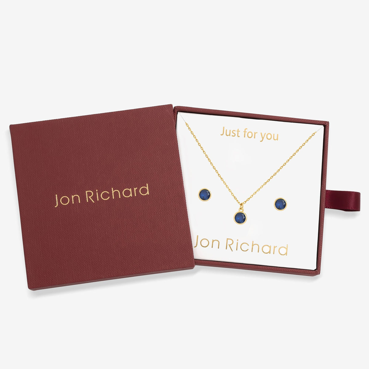 Jon Richard 14Ct Real Gold Plated Birthstone Bezel Set - September - Gift Boxed