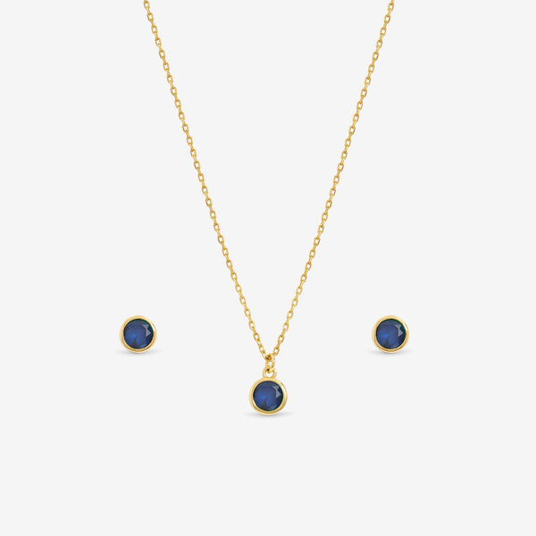 Jon Richard 14Ct Real Gold Plated Birthstone Bezel Set - September - Gift Boxed
