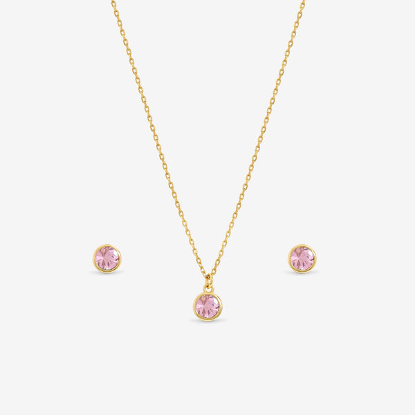 Jon Richard 14Ct Real Gold Plated Birthstone Bezel Set - October - Gift Boxed