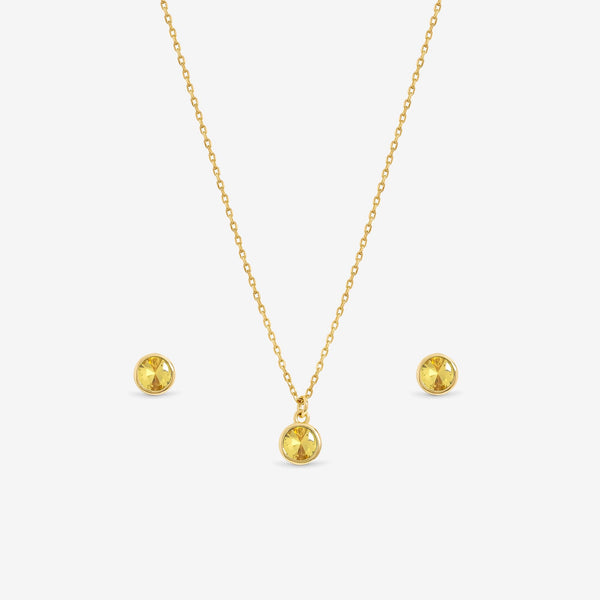 Jon Richard 14Ct Real Gold Plated Birthstone Bezel Set - November - Gift Boxed