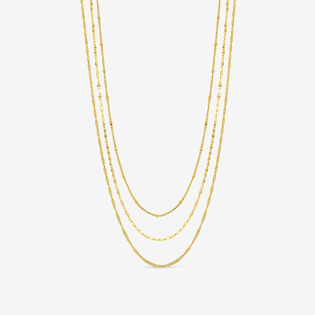 Jon Richard Gold Plated Waterproof Multirow Necklace - Pack of 3