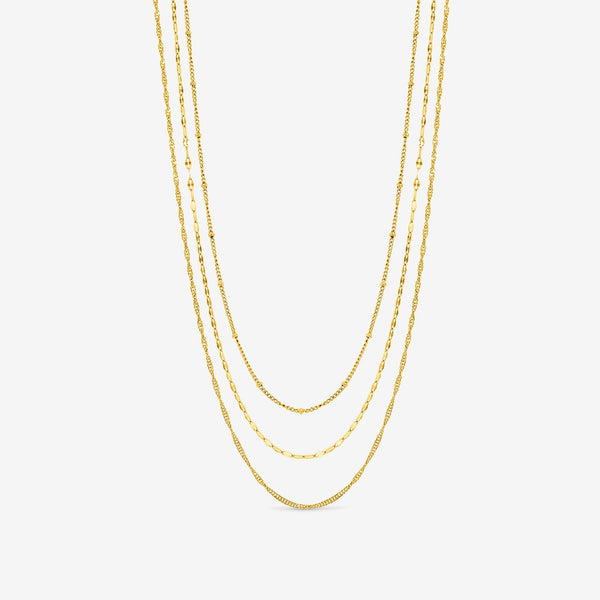 Jon Richard Gold Plated Waterproof Multirow Necklace - Pack of 3