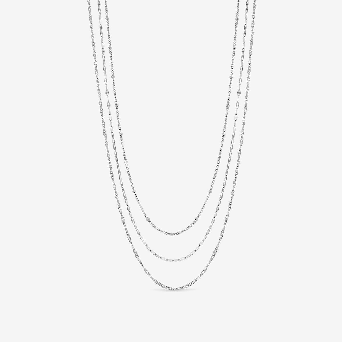 Jon Richard Silver Plated Waterproof Multirow Necklace - Pack of 3