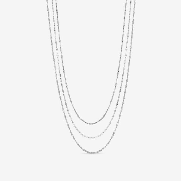 Jon Richard Silver Plated Waterproof Multirow Necklace - Pack of 3