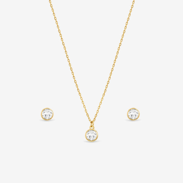 Jon Richard 14Ct Real Gold Plated Birthstone Bezel Set - April - Gift Boxed
