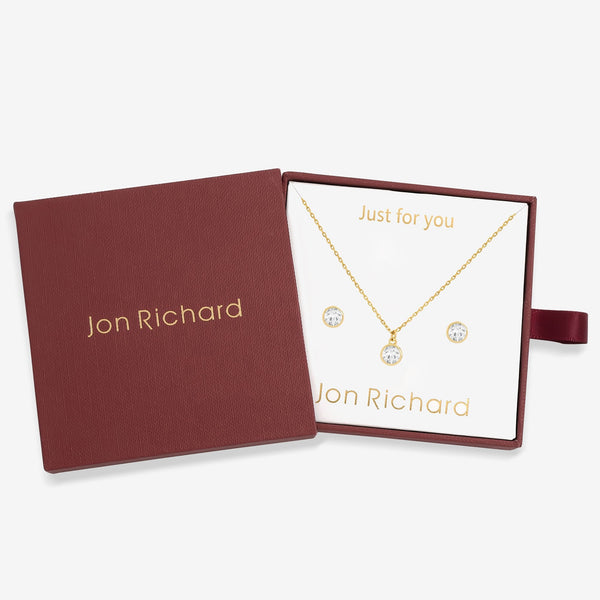 Jon Richard 14Ct Real Gold Plated Birthstone Bezel Set - April - Gift Boxed