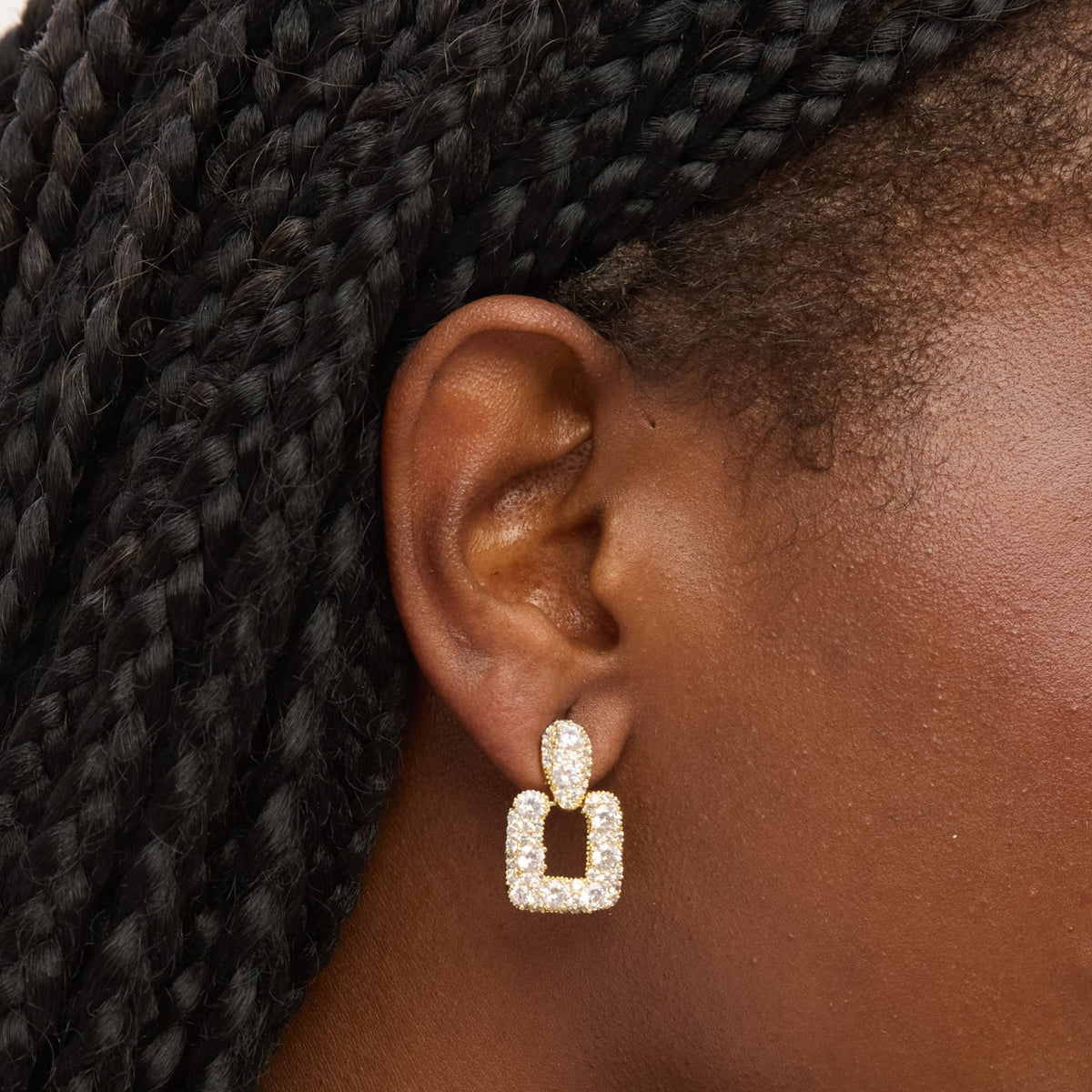 Jon Richard Gold Plated and Pave Door Knocker Drop Earrings