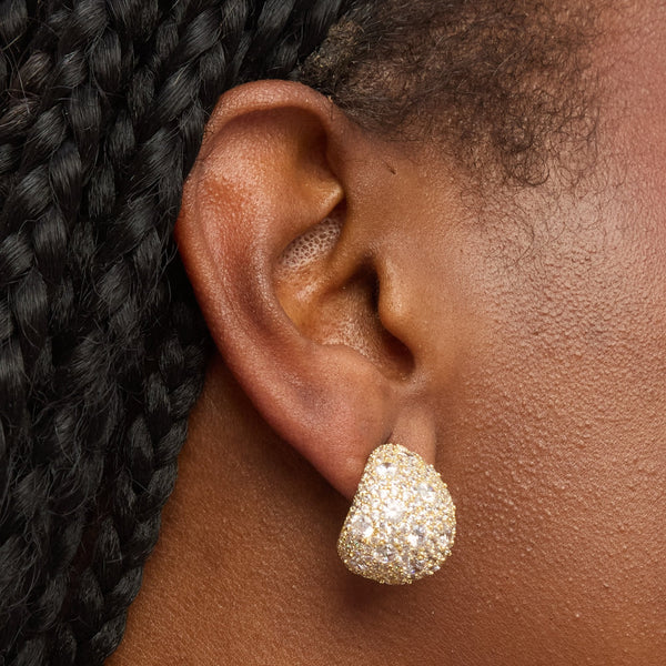 Jon Richard Gold Plated Crystal Large Dome Earrings