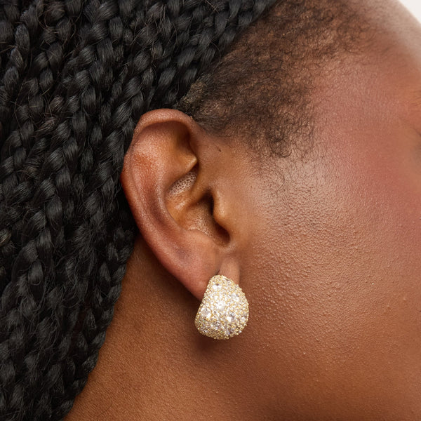 Jon Richard Gold Plated Crystal Large Dome Earrings