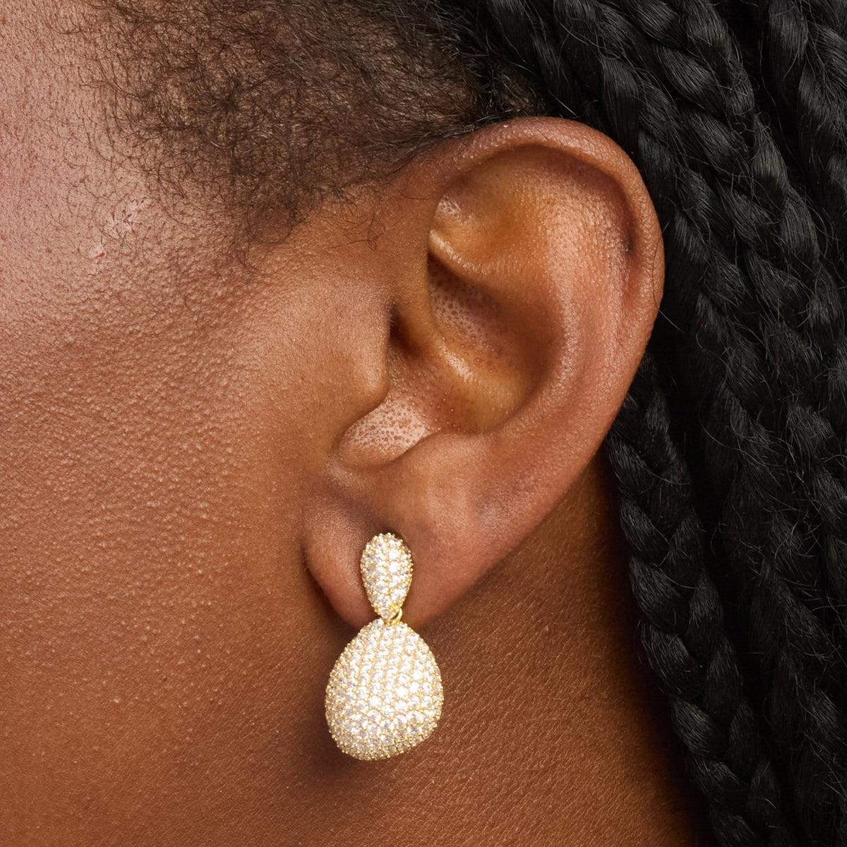 Jon Richard Gold Plated and Crystal Double Drop Dome Earrings