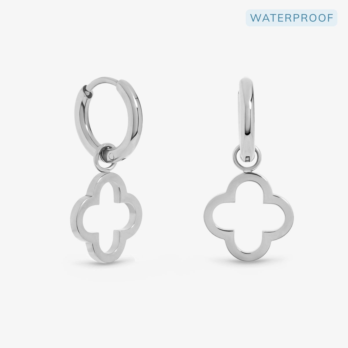 Jon Richard Sterling Silver Plated Waterproof Clover Huggie Earrings