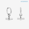 Jon Richard Platinum Plated Waterproof T-Bar Huggie Hoop Earrings